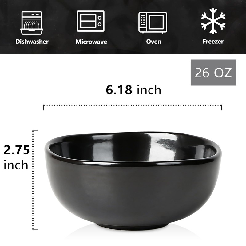 vicrays Ceramic Cereal Bowls Set - Porcelain 26 Ounce Soup