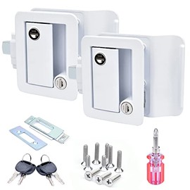 RISTOW 2-Pack Upgraded RV Door Locks for Travel Trailers with Paddle Deadbolt, Camper Door Latch Lock Replacement Kit for Trailer Door Camper Horse Trailer Cargo Hauler
