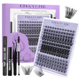 RoseFlower DIY Lash Extension Kit, 156pcs 8-16mm 3 Mixed D Curl Fluffy and Thick Lashes Clusters Natural False Eyelash Extensions Kits with Mascara Brush Bond Seal Lashs Applicators Tweezers