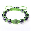 Black Chrome Metallic Green CZ Adjustable Macrame Bracelet