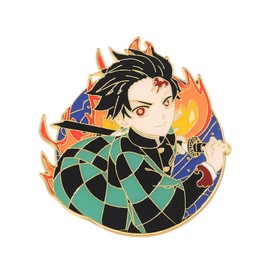 Anime Brooch Demon Pin - Tanjiro Nezuko Shinobu Figure Characters Metal Sword Enamel Pins Badges Collection Cosplay Jewelry Gifts for Fans (Tanjirou 2)