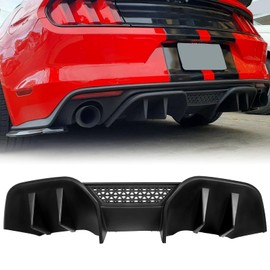 KUAFU Rear Bumper Diffuser Compatible with 2015-2017 Ford Mustang RTV2 Style PP Lower Valance Chin Splitter Spoiler Protector Black