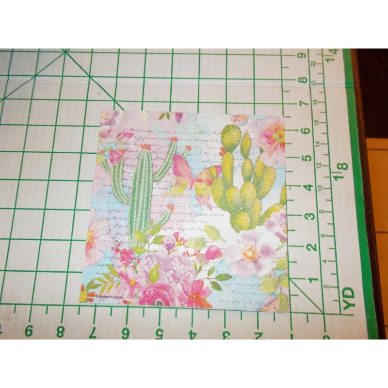 Unbranded Two Decorative Luncheon Napkins for Decoupage "Rose and Cactus"