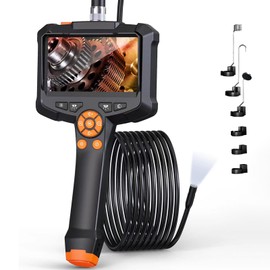 Endoscope Camera with Light, AOPICK 8 mm IP67 Waterproof Endoscope, 4.3 Inch IPS Screen Inspection Camera, 1080P HD Tube Camera with 8 Adjustable LEDs, 5 m Semi-Rigid Cable