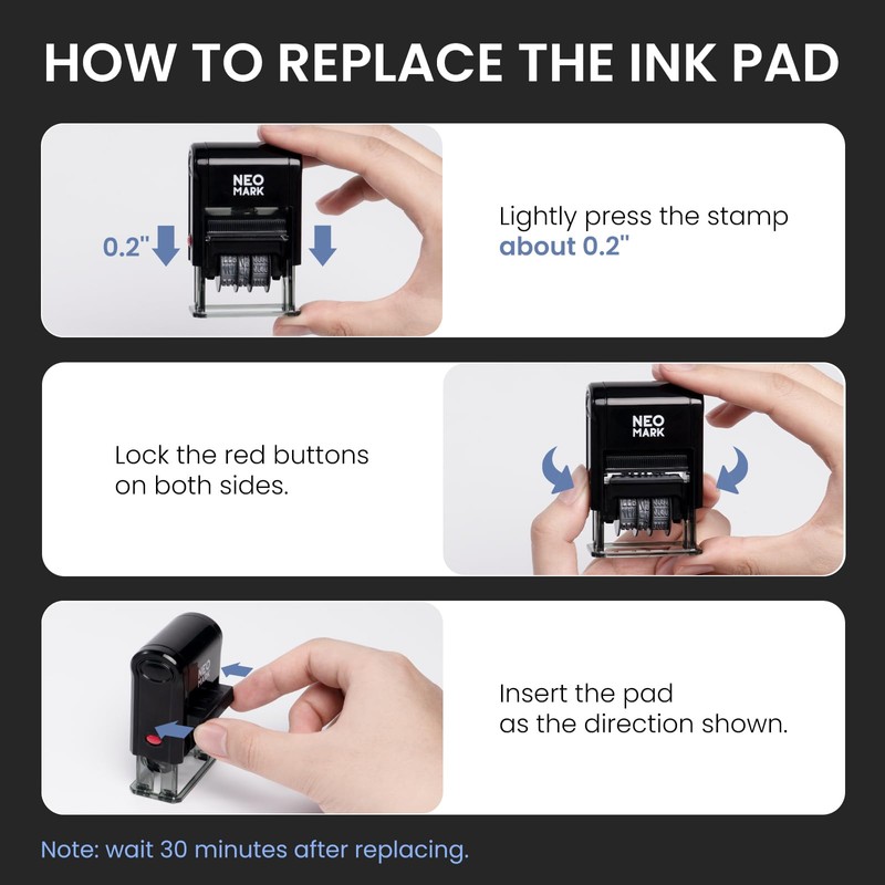 NEO MARK Self-Inking Received Date Stamp, 12-Year Adjustable Dater