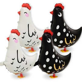 4pcs Walking Farm Animal Balloons White Black Chicken Balloons for Kids Birthday Party BBQ Party Farm Theme Party Decorations