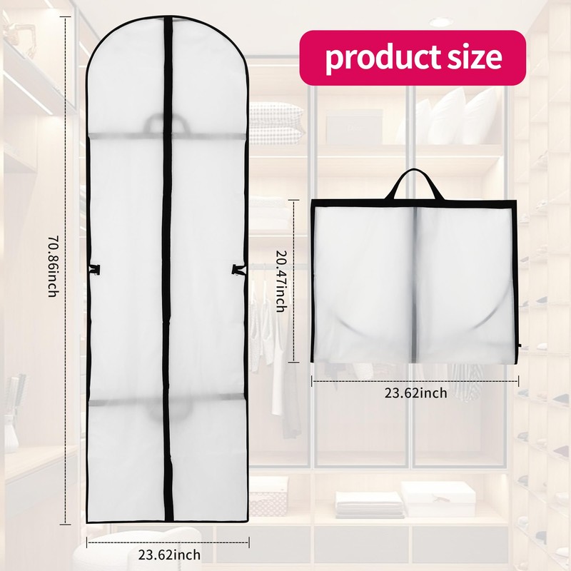 Set of 4 White Garment Bags, Long, 180 cm, Waterproof