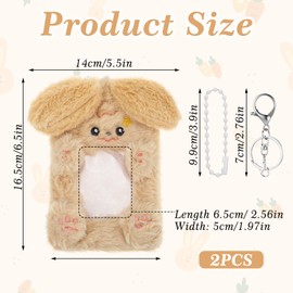 Heclia Photocard Keychain Plush Puppy PC Holder Pop, Cartoon Photo Card Holders Keychain Cute Dog ID Badge Photo Protective Sleeve Case Cover Photocard Holders for Idol School Office Card Supply