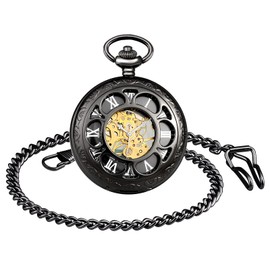SUPBRO Women's Men's Pocket Watch Hole Analogue Mechanical Chain Watch Pocket Watch with Necklace Pullover Chain Digital, bronze, Classic