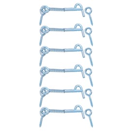 sourcing map 6Pcs Safety Hook and Eye Latch, 2.5" Iron Gate Hook and Eye Latch with Spring Lock for Family Farm Gate, Bathroom Doors, Barn Doors