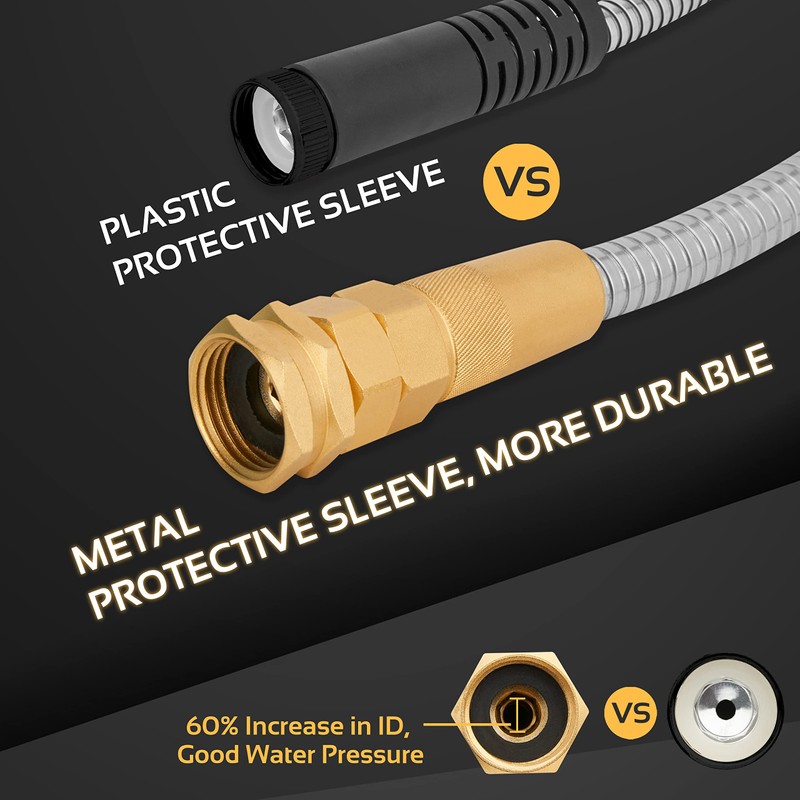 Garden Hose Metal - 100ft Heavy Duty Stainless Steel Water
