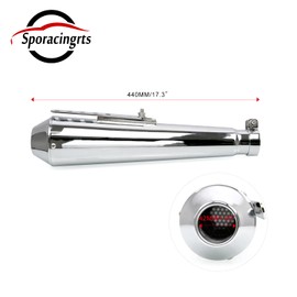 Sporacingrts Stainless Steel Motorcycle Muffler Muffler Silencer Pipe 1.5-2" Inlet Motorcycle Muffler With Moveable DB Killer for Dirt Bike Street Bike Scooter(Silver)