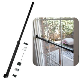 SECURITYMAN Sliding Door Security Bar-Child Proof Sliding Door Lock Bar with Anti Lift Lock - Fits Most Doors & Windows - Adjustable Patio Door Security Bar (18.75"- 51.1") Black