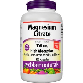 Webber Naturals Citrato De Magnesio 150 Mg, 250 Cápsulas, Al