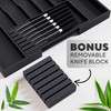 Premium Expandable Kitchen Drawer Organizer - 100% Bamboo Organizer Tray