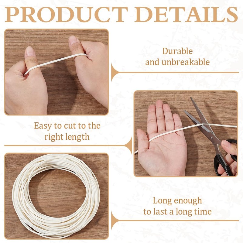 BENECREAT 30m Welt Cord Piping, 3mm White Polyester Piping Cord