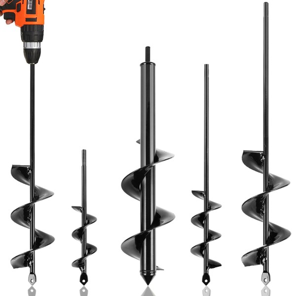KENDO Auger Drill Bit for Planting Set of 4, Garden