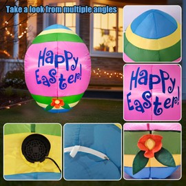4FT Easter Inflatable, Easter Inflatable Outdoor Holiday Decoration, Easter Blow Up Lawn Yard Garden Inflatables Decorations (4FT Easter Inflatable Giant Egg)