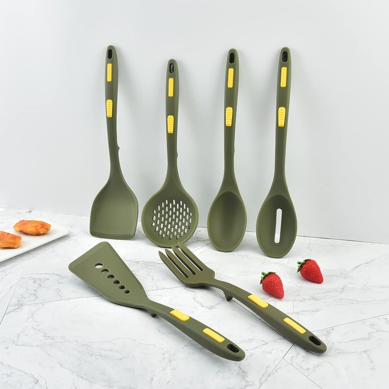 Collfa Heavy Duty Kitchen Silicone Cooking Utensils Set Heat Resistant