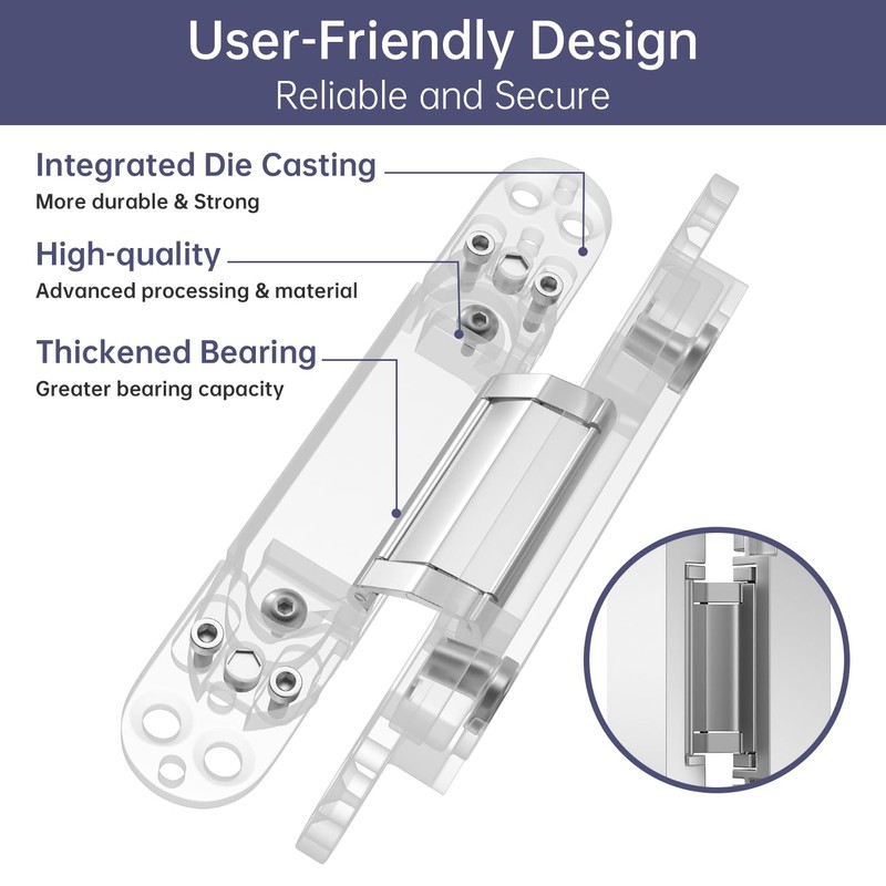 7" 2 pcs Hidden Hinges for Doors Invisible Hinges Concealed