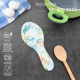 UPware Sea Life Serenade Melamine Spoon Rest, Cooking Spoon Holder for Stove Top, Kitchen Counter, and Dining Table, 9.625 Inch, Blue