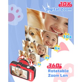 Children's Camera, Usteetic 3.5 Inch Large Screen 1080P Digital Camera Children with 360° Rotating Zoom Lens LED Flash Camera Children Christmas Gift Toy for 3 4 5 6 8 7 9 10 Years Boys Girls