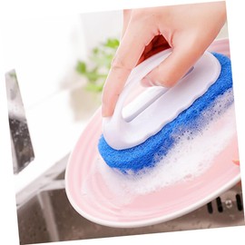 Ciieeo 1set Cleaning Sponge Soft Absorbent Kitchen Bathroom Scrubbers Multi Purpose Wash Sponge with Handle for Dishes Tiles and Pots White Black Each 4pcs