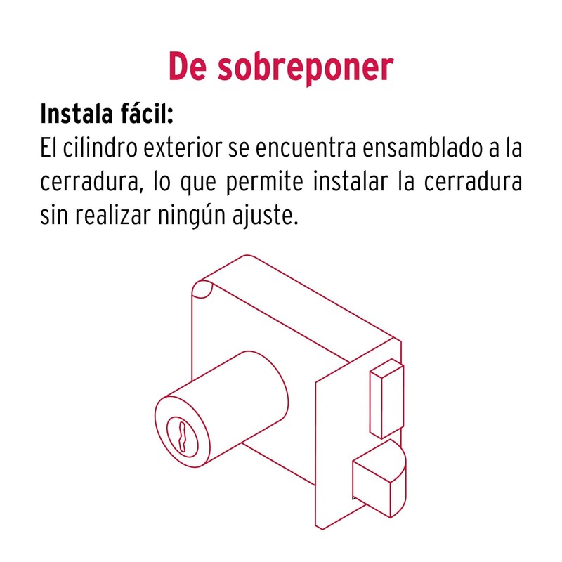 Hermex CS-756D, Cerradura sobreponer der instala-fácil tradicional color negro