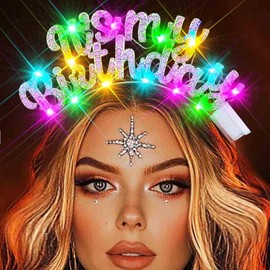 Zoestar Happy Birthday Headband Sparkly Hair Bands Birthday Party Hair Accessories Women (Colorful, One Size)
