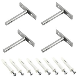 Gad2go 4 Pieces Floating Shelf Brackets 75mm Heavy Duty Invisible Hidden Shelf Bracket with Screws for Wall Mounted Shelf Support,Silver