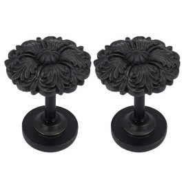 MERIVILLE Set of 2 Fleur Window Drapery Medallion Holdbacks, Curtain Tiebacks, Wall Hook, Tassel Holder, Burnt Gold