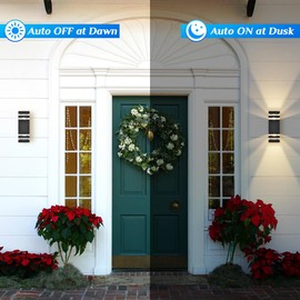 SHIMR Dusk to Dawn Outdoor Lighting 2 Pack, Outdoor Wall Sconce with GU10 Bulbs, Black Aluminum Exterior Lighting Fixtures Wall Mount, Modern Outside Lights for Garage Patio Garden, ETL Listed