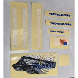 Mongoose BMX BIKE NOS OLD SCHOOL MONGOOSE DECAL SET ORIGINAL NOS MISCHIEF