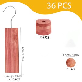 Kgepleos Cedar Hanging Storage Made of Premium Red Cedar Wood, Natural Color, No Size Specification, 12 Boards, 6 Rings, 18 Balls in 1 - Pack