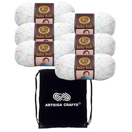 Lion Brand Baby Soft Twinkle Print 920-293 (6-Skeins - Same Dye Lot) DK Light Worsted #3 Acrylic Yarn for Crocheting and Knitting with Project Bag