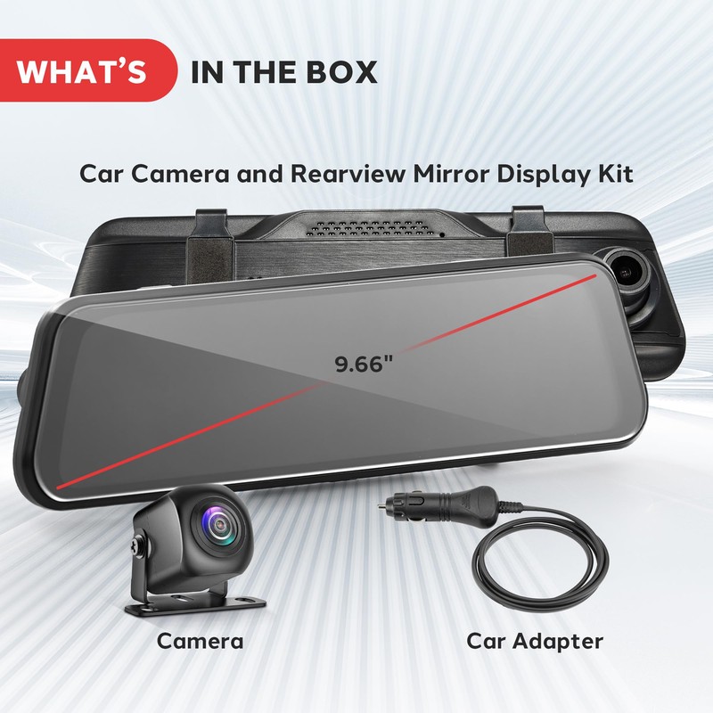 Pyle Dual Dash Cam Rearview Mirror, 1080p Full HD Front