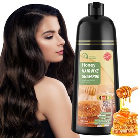 LOOPGENIE Hair Dye Shampoo 3 in 1 for Women & Men 100% Gray Hair Coverage - Herbal Ingredients Natural Plant Hair Color - Hair Dye in Minutes 500ML （Dark Brown）