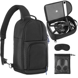 Carrying Case for Meta Quest 3/Oculus Quest 2/Vision Pro. Waterproof Travel Sling Bag for VR All-in-One Gaming Headset and Touch Controllers Accessories with DIY Main Compartment and Thicken Pad