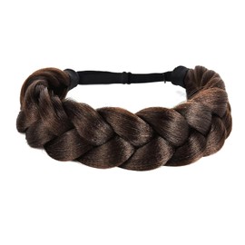 Diadema de pelo trenzado de gran tamaño con número de partes de la pieza de pelo clásico, trenzado, trenzado, trenzado, trenzado, trenzado, elástico, sintético, diadema, accesorios de belleza para mujer (marrón)