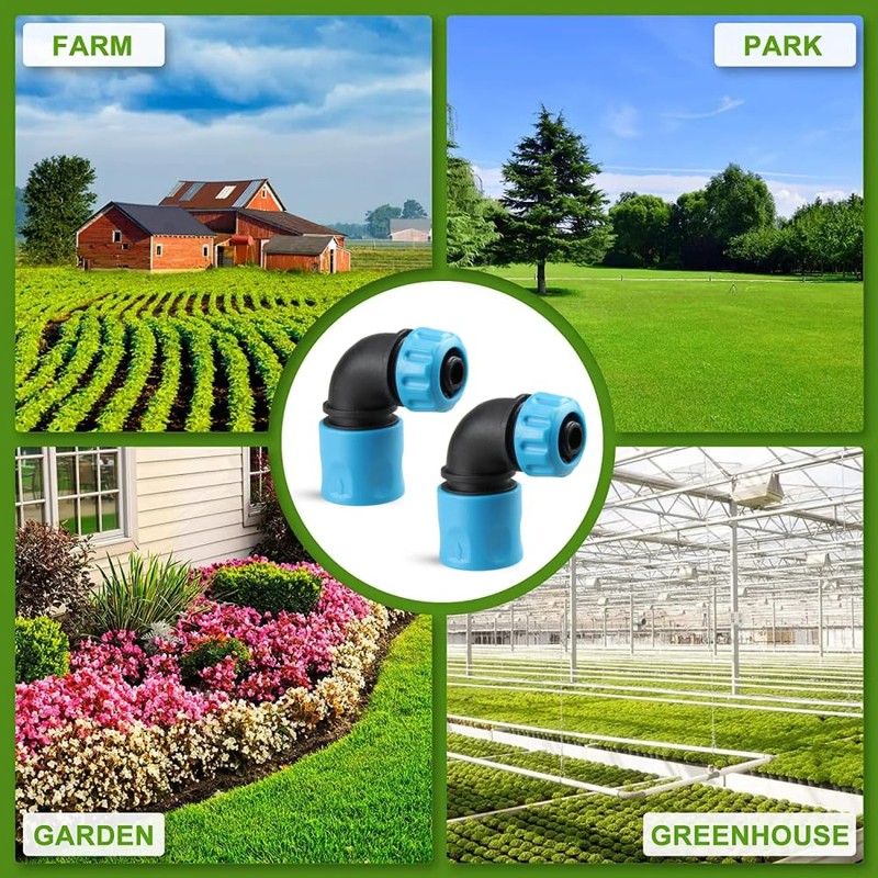 2 Pcs 1/2"(12.5mm) Garden Hose Elbow Quick Connector 90 Degree