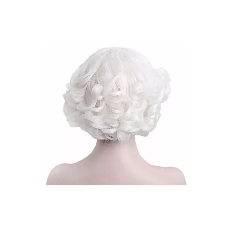 Stfantasy Peluca Blanco Rizado Con Fleco Stfantasy