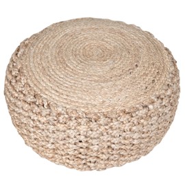 L.R. Resources Nature's Child Braided Jute Pouf Ottoman, 10" x 20"