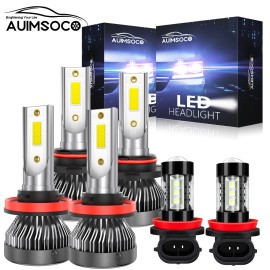 AUIMSOCO For Toyota Highlander 2014-2019 LED Lights High Low Beam Fog Light Bulbs Kit