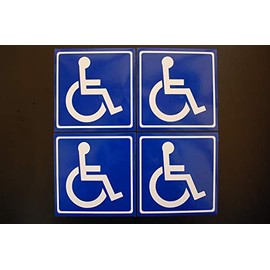 (4 Pack) Disabled Wheelchair Sign Stickers Vinyl Decals, Disability Handicap Self Adhesive 5 x 5" Indoor Outdoor Waterproof (X4PS16)