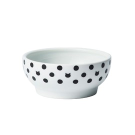 necoichi Happy Dining Cat Stemless Food Bowl, Polka Dot, Microwave & Dishwasher Safe