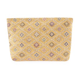 TAILOR & TAILOR Western Woven Fabric Clutch Bag Boho Style Handbag for Women Bohemian Woven Fabric Purse Vintage Clutch, Yellow