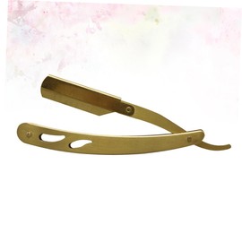 Ipetboom Vintage Manual Beard Razor for Men Comfortable Grip Eyebrow Shaver Safe Hair Cutting Tool Practical Barber Shaving Kit Without Blade for Grooming and Styling