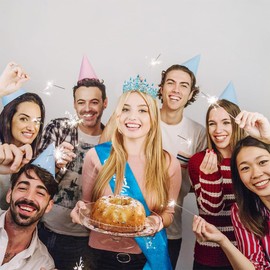 Atoden Blue Tiara Birthday Queen Sash Crown Tiaras Crowns for Women Girls Crystal Princess Tiara Rhinestone Headbands Quinceanera Crown Happy Birthday Decorations Accessories for Prom Cosplay Party