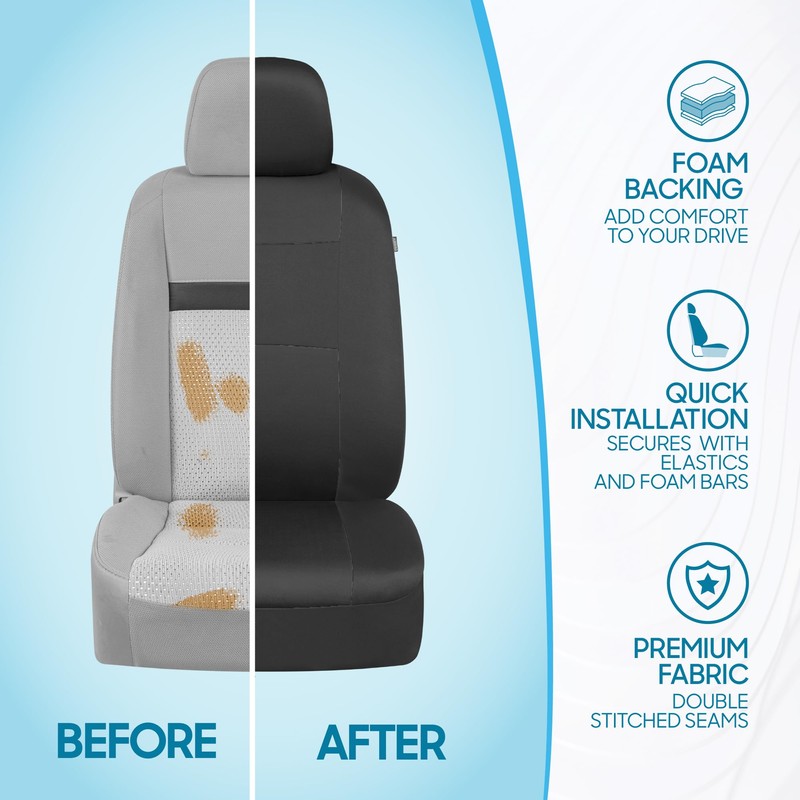 BDK PolyPro Car Seat Covers Full Set in Solid Charcoal