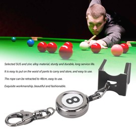 Professional Billiard Chalk Holder Automatic Telescoping Pool Cue Chalk Case with Retractable Rope for Billiards Players Black Zinc Alloy 48cm Portable Design